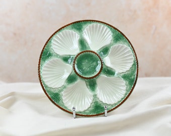 Vintage Majolica Shell Plates, Oyster Plates, Made in France