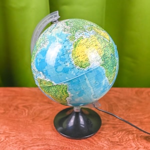 Weltkarte Globus Lampe aus den 70er Jahren, Made in France
