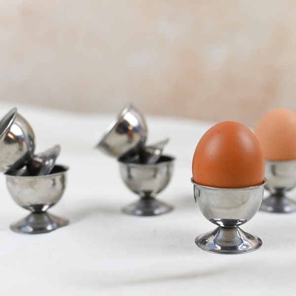 Vintage French Stainless Steel Egg Cups, Set of 6, Made in France