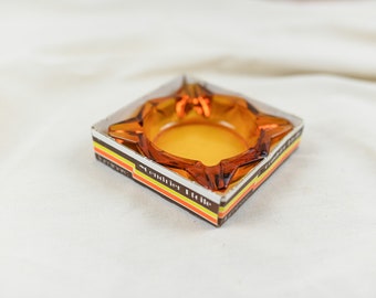 Vintage Luminarc Amber Orange Glass Ashtray, Seventies Retro, Made in France