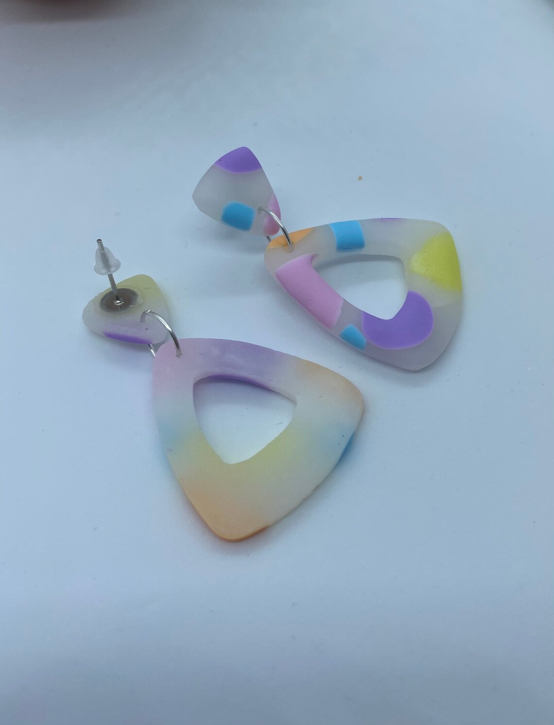 Translucent pastel clay drop earrings Etsy