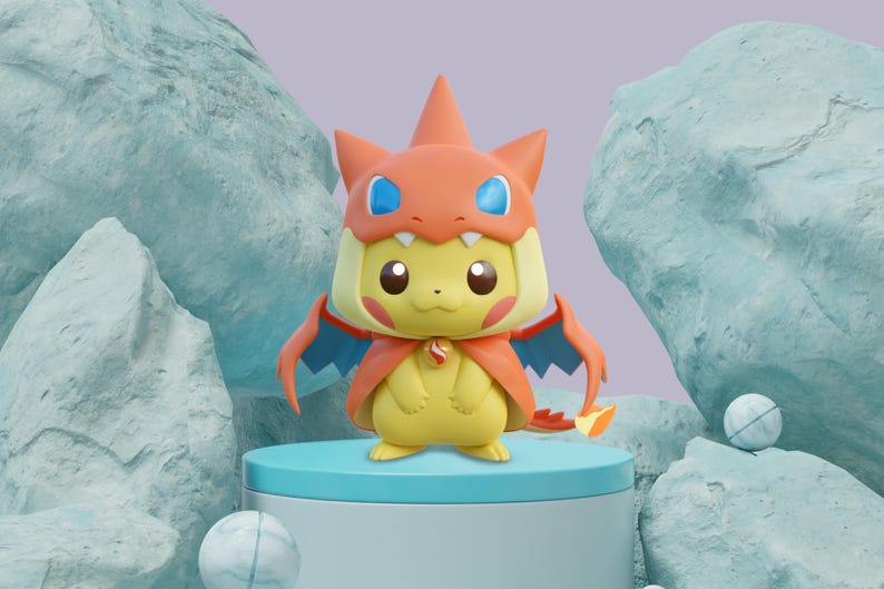 Adorable Pikachu in Mega Charizard Y Costume High Quality STL 3D ...