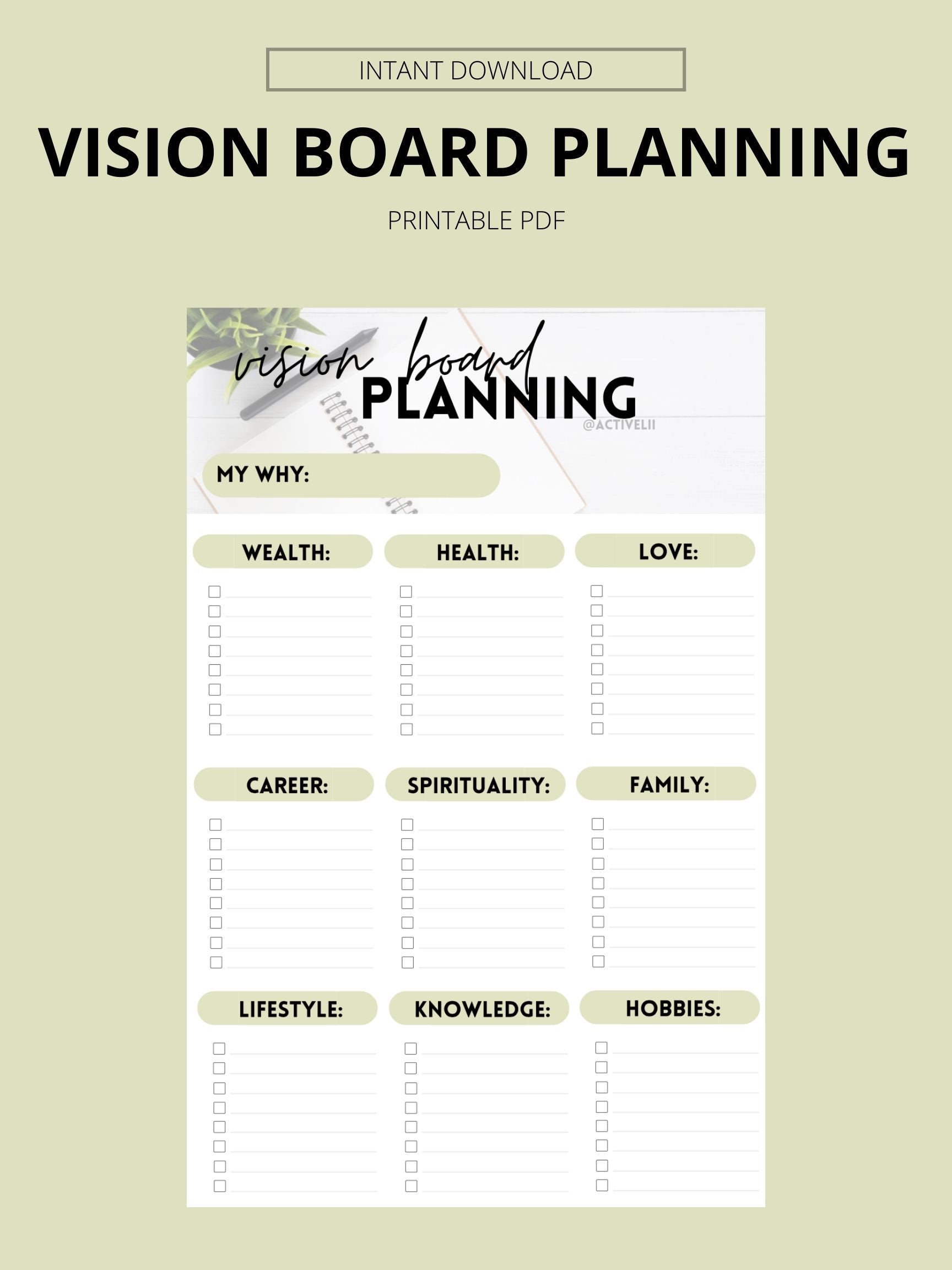 Vision Board Planning | Etsy