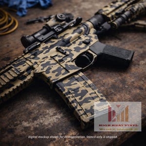 Plantilla MultiCam Camo 10x12 Máscara de pintura de vinilo resistente al calor para Cerakote Duracoat / Plantilla reutilizable para armas de fuego, vasos y metal imagen 4