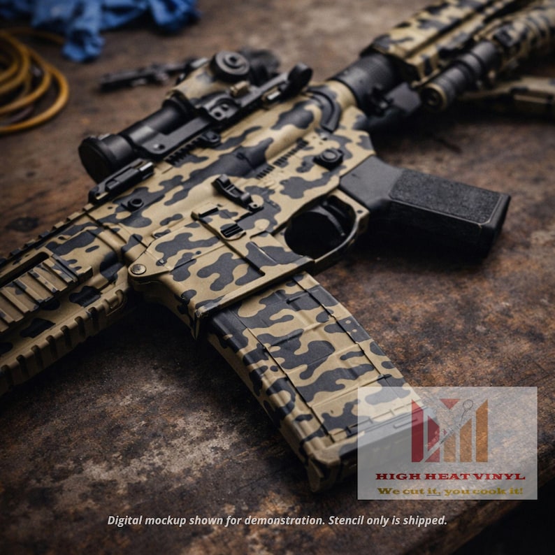 Plantilla MultiCam Camo 10x12 Máscara de pintura de vinilo resistente al calor para Cerakote Duracoat / Plantilla reutilizable para armas de fuego, vasos y metal imagen 4