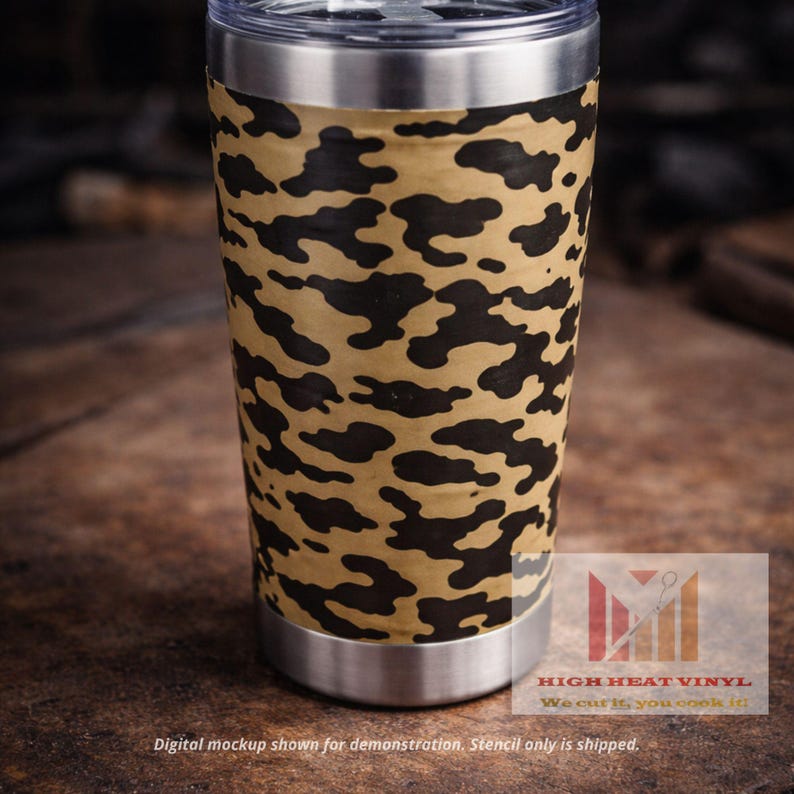 Plantilla MultiCam Camo 10x12 Máscara de pintura de vinilo resistente al calor para Cerakote Duracoat / Plantilla reutilizable para armas de fuego, vasos y metal imagen 5