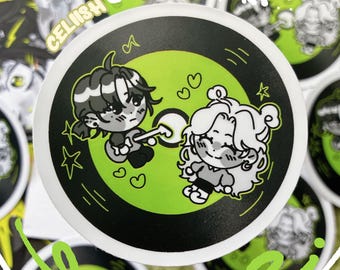 Green Yuri Record Circle Sticker - 2.5"