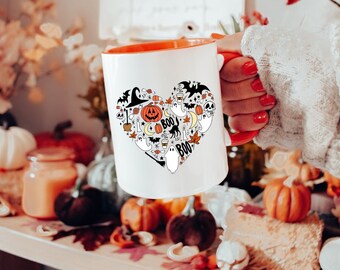 かわいいハロウィンかぼちゃの不気味なコーヒーマグ、ハロウィンマグ、ハロウィンカップ、ゴーストハロウィンコーヒーカップ、秋のコーヒーマグ、秋のマグ、魔女マグ