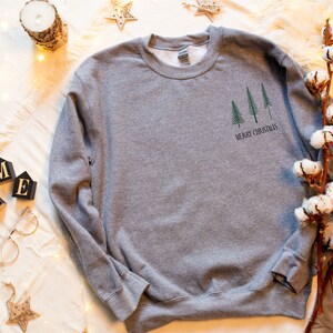 Minimal Christmas shirt, Christmas Tree Sweatshirt, Christmas Crewneck Sweatshirt, Christmas Shirts, Christmas Sweater, Winter Sweatshirt image 7