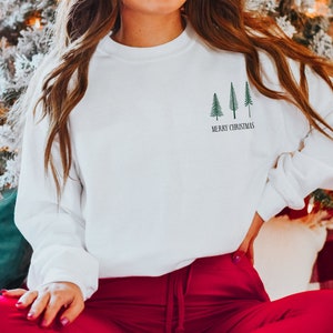 Minimal Christmas shirt, Christmas Tree Sweatshirt, Christmas Crewneck Sweatshirt, Christmas Shirts, Christmas Sweater, Winter Sweatshirt image 2