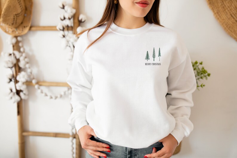 Minimal Christmas shirt, Christmas Tree Sweatshirt, Christmas Crewneck Sweatshirt, Christmas Shirts, Christmas Sweater, Winter Sweatshirt image 4