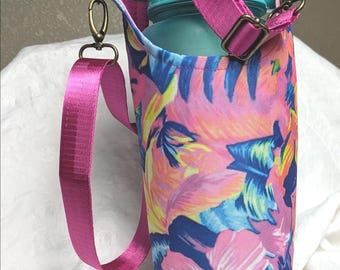 Handmade Waterproof Canvas Water Bottle Carrier with Adjustable Strap