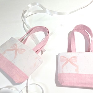 Adorable pink bows Mini Purse for Kids – Cotton Toddler Bag, Handmade Little Girl Handbag