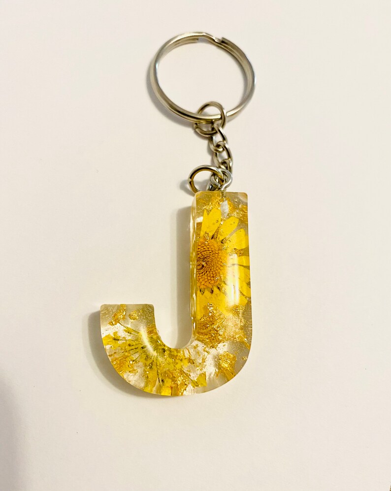 Keychain Letter Keychain Personalized Keychain Floral Etsy Canada