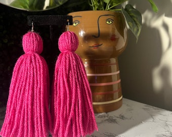 Yarn Tassel Earrings | Single Knot Yarn Earrings | Yarn Earrings | Handmade Earrings | Women Earrings | Gifts For Her