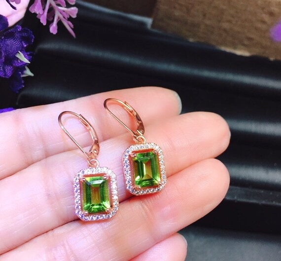 Natural Peridot Earrings / Birthstone Earrings / Gold Plated S925