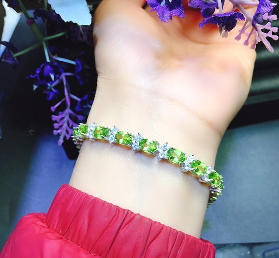 Peridot bracelet sale white gold