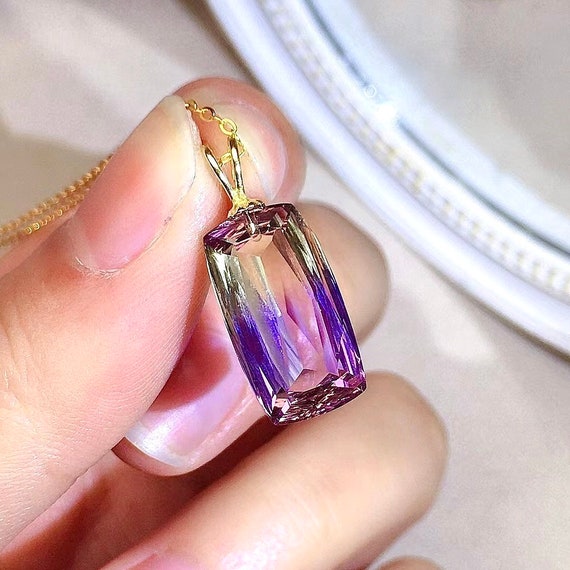 Natural Ametrine Pendant Necklace Natural Ametrine Jewelry 18K