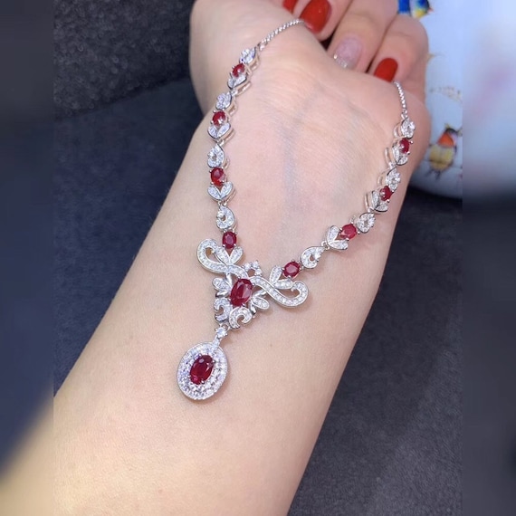 Natural ruby shop jewelry set