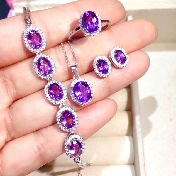 Amethyst Jewelry Set Etsy