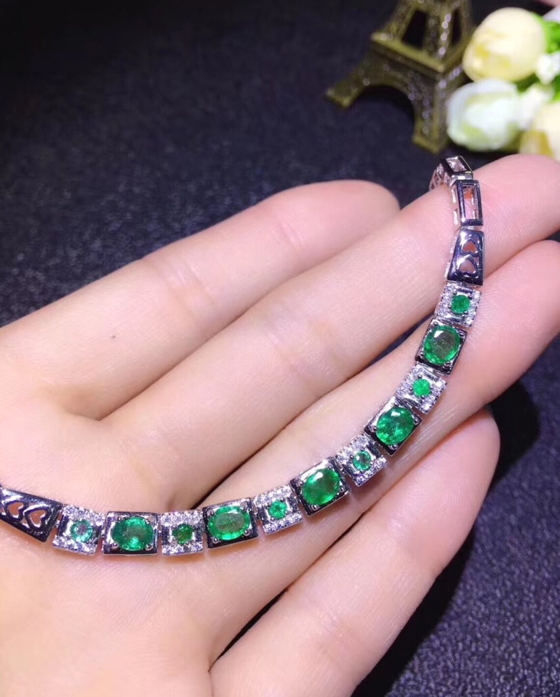 Luxury Natural Emerald Bracelet / Green Emerald / Natural Etsy UK