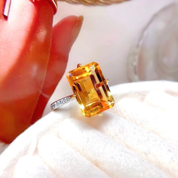 Rings for Women Natural Citrine Ring Citrine Jewelry White