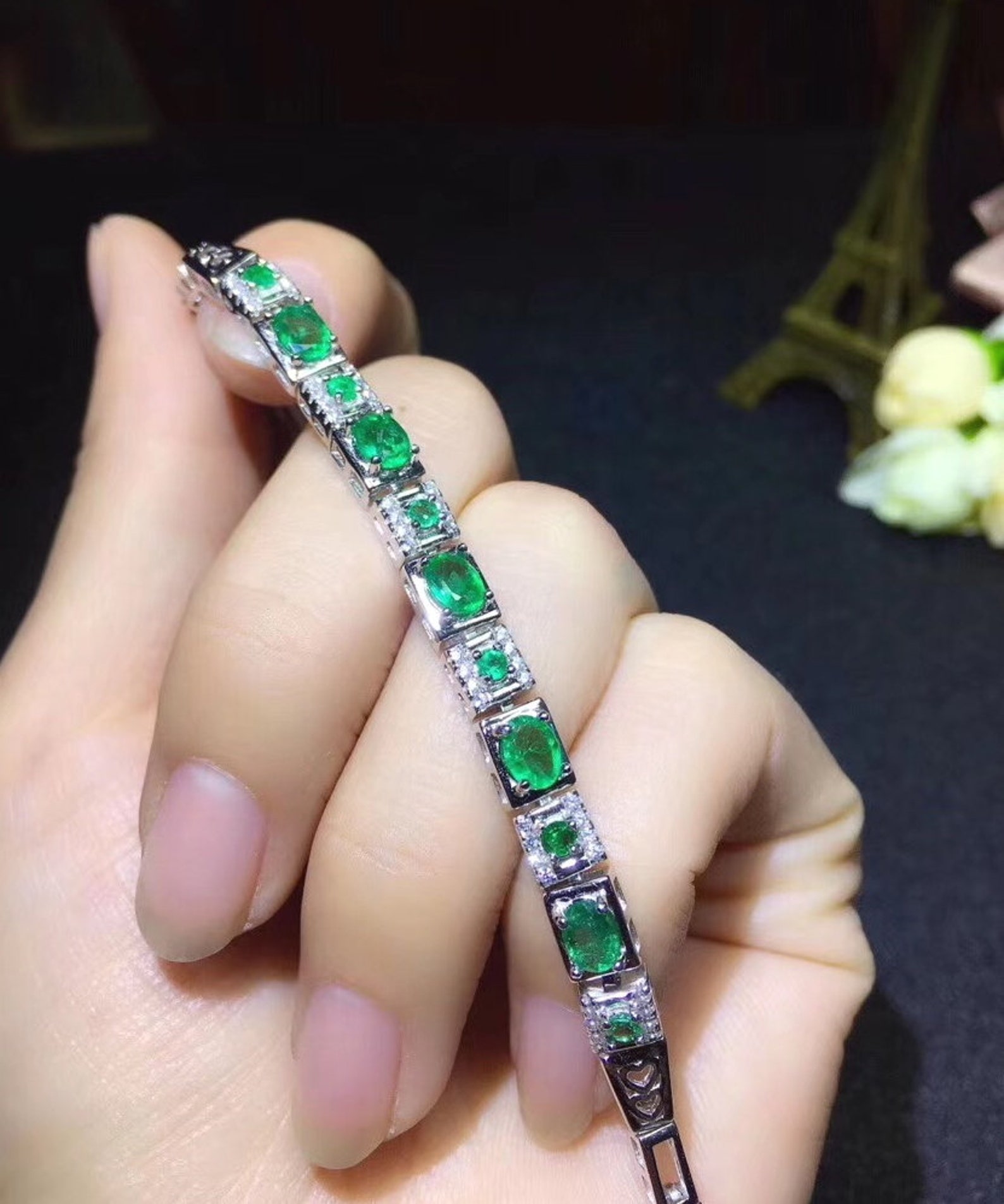 Luxury Natural Emerald Bracelet / Green Emerald / Natural Etsy UK