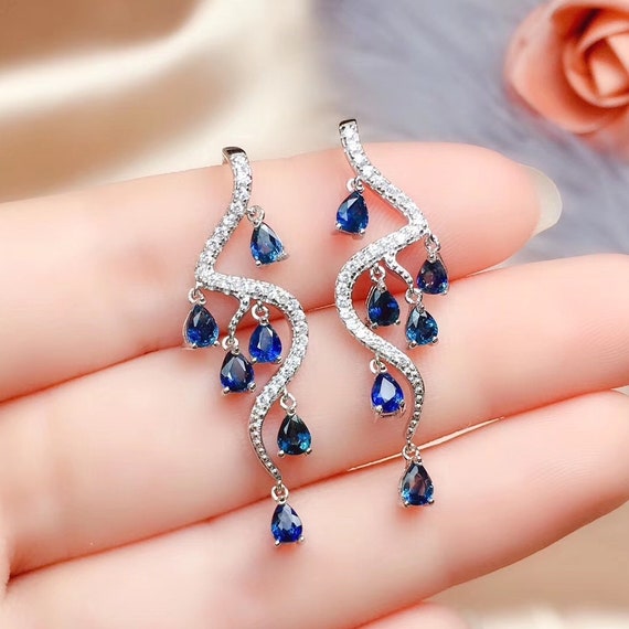 Natural white sapphire earrings online