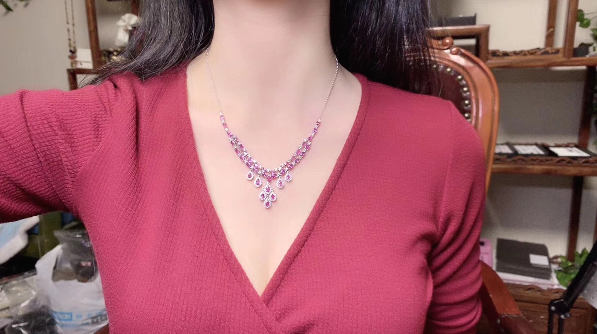 Natural Pink Sapphire Necklace Pendant Birthstone Necklace