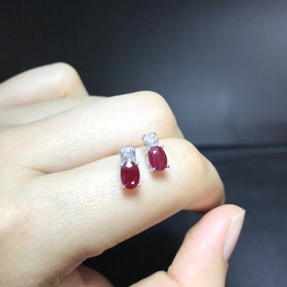 Natural ruby earrings white gold sale