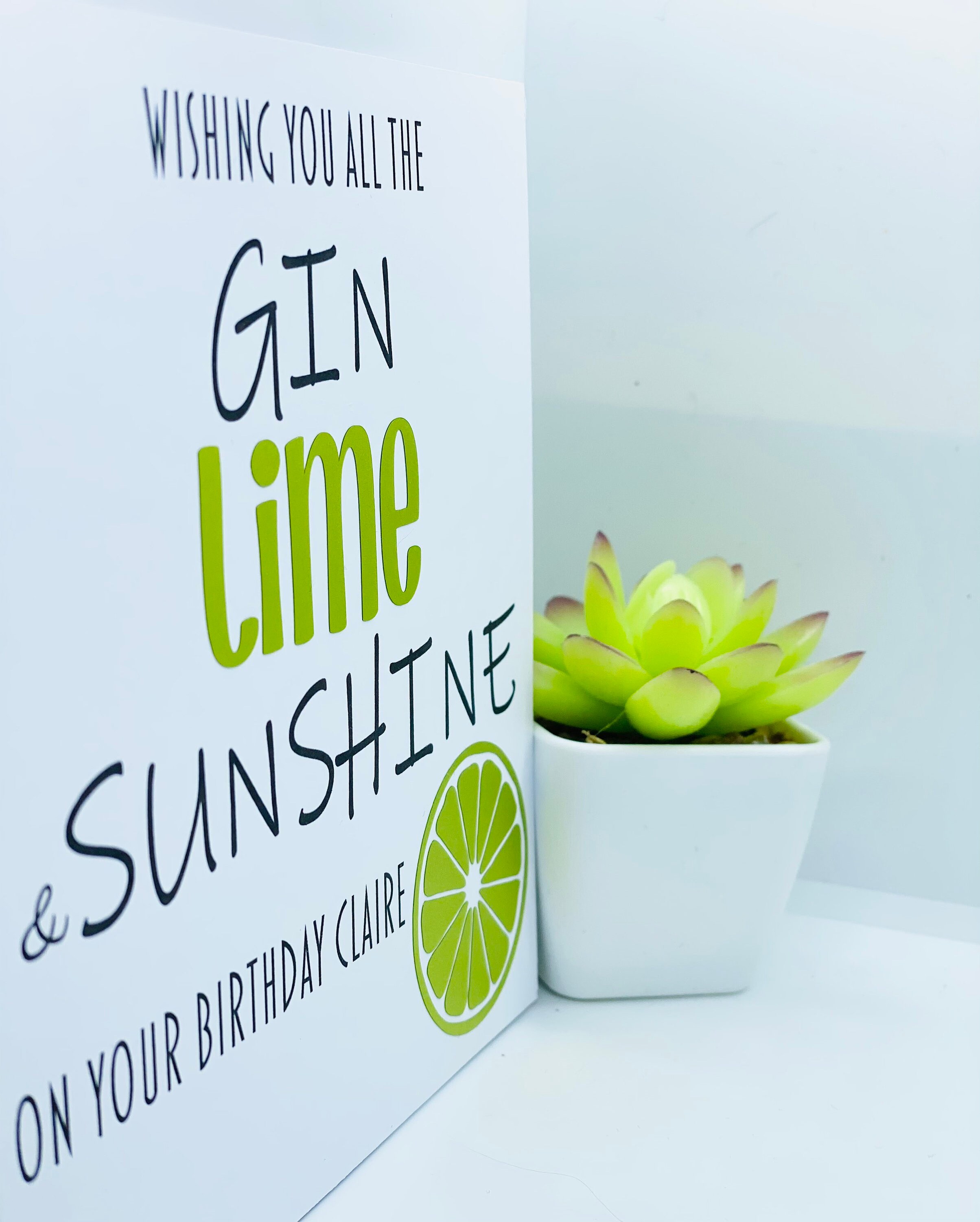 Gin Geburtstagskarte Gin und Lime Gin Geburtstagskarte für Etsy