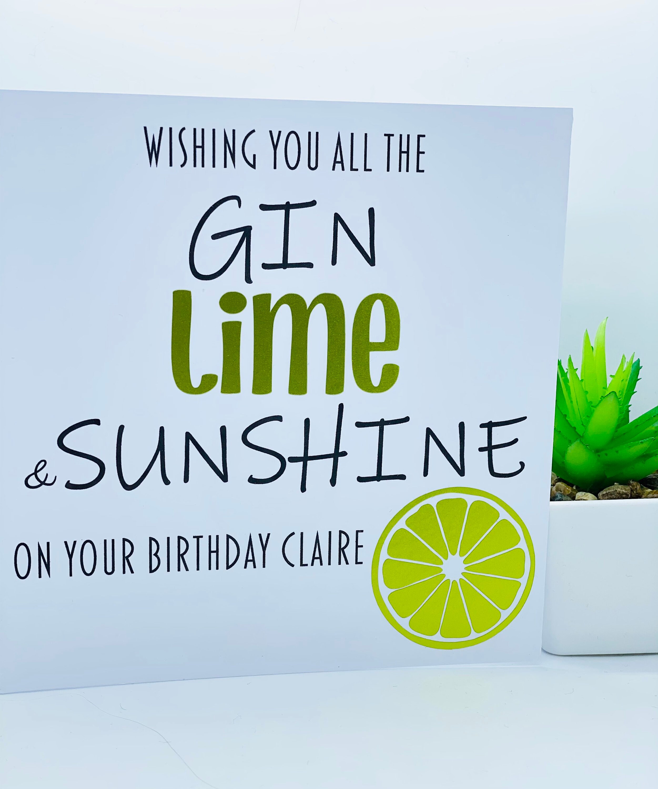 Gin Geburtstagskarte Gin und Lime Gin Geburtstagskarte für Etsy