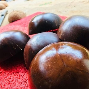 Wielokrotnego użytku, pojedyncza, przyjazna dla środowiska, oryginalna miska z łupiny kokosa, zestaw 100% naturalny - wegański - organiczny - ręcznie robiony - przyjazny dla środowiska pakiet 50/100