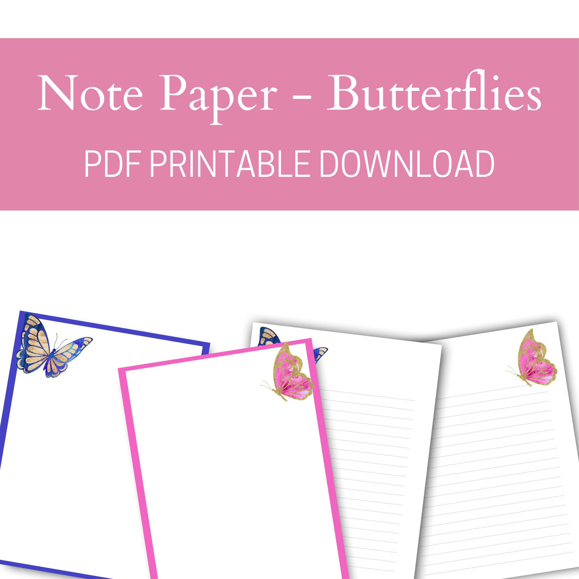 Printable Butterfly Note Paper Printable Butterfly | Etsy