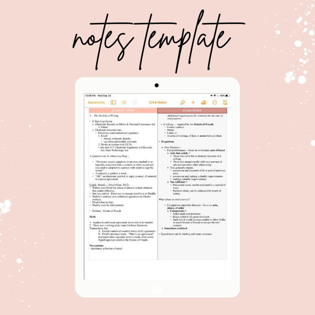 Legal Note Taking Law School College Note Taking Template - Etsy Ireland