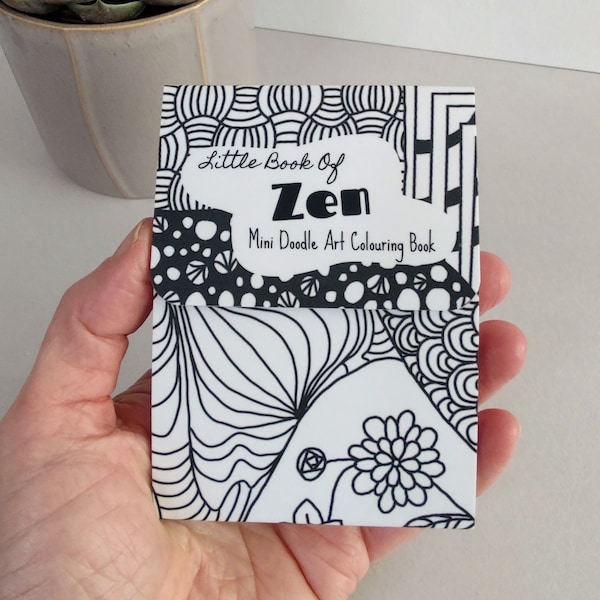 Little Book of Zen Mini Doodle Art Colouring Book for Adults. A7 sheets with magnetic closure cover.