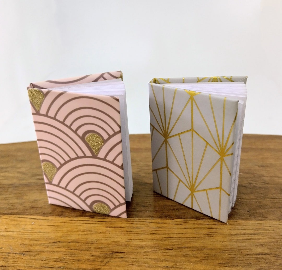 Patterned Note Books Miniature Notebooks Fully Functioning Hardback Journals. Set of 2 Art ...