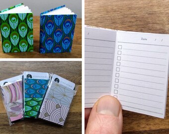 Miniature Notebook and To Do Lists. Set of 2 functional handmade hard back tiny books for journaling, organisation, mindful gift..