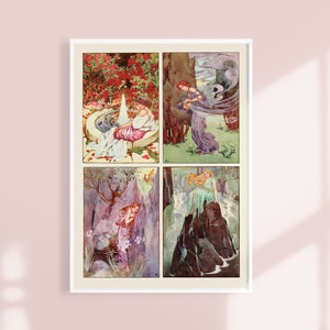 Vintage Myths Print | Art Nouveau Watercolors from A Book Of Myths | Childrens Story Book / Legends / Boho Fairy Tale Illustrations