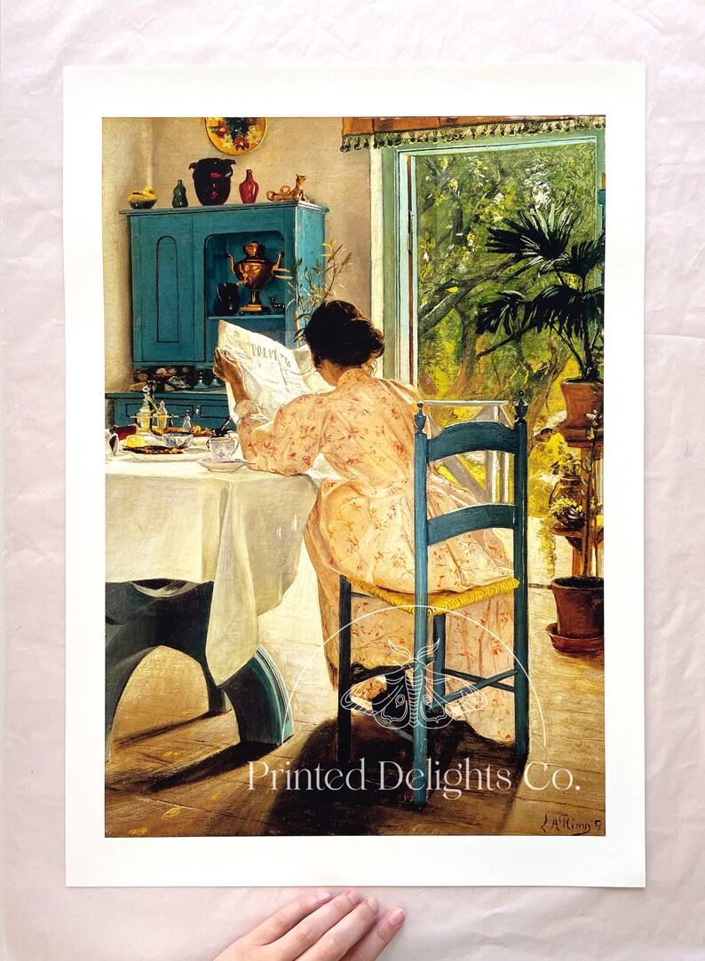 Vintage Kitchen Still Life Painting Fine Art Reproduction Boho Breakfast Dining Room Art Feminine Portraiture