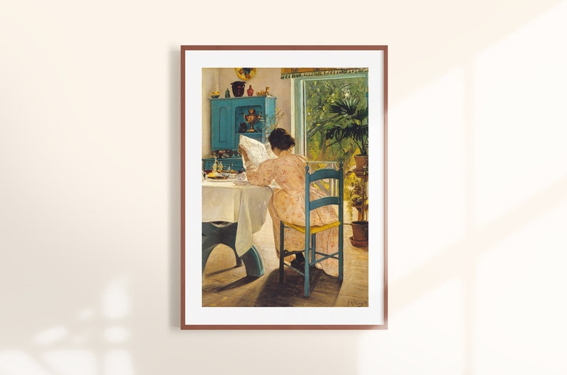 Vintage Kitchen Still Life Painting Fine Art Reproduction Boho Breakfast Dining Room Art Feminine Portraiture