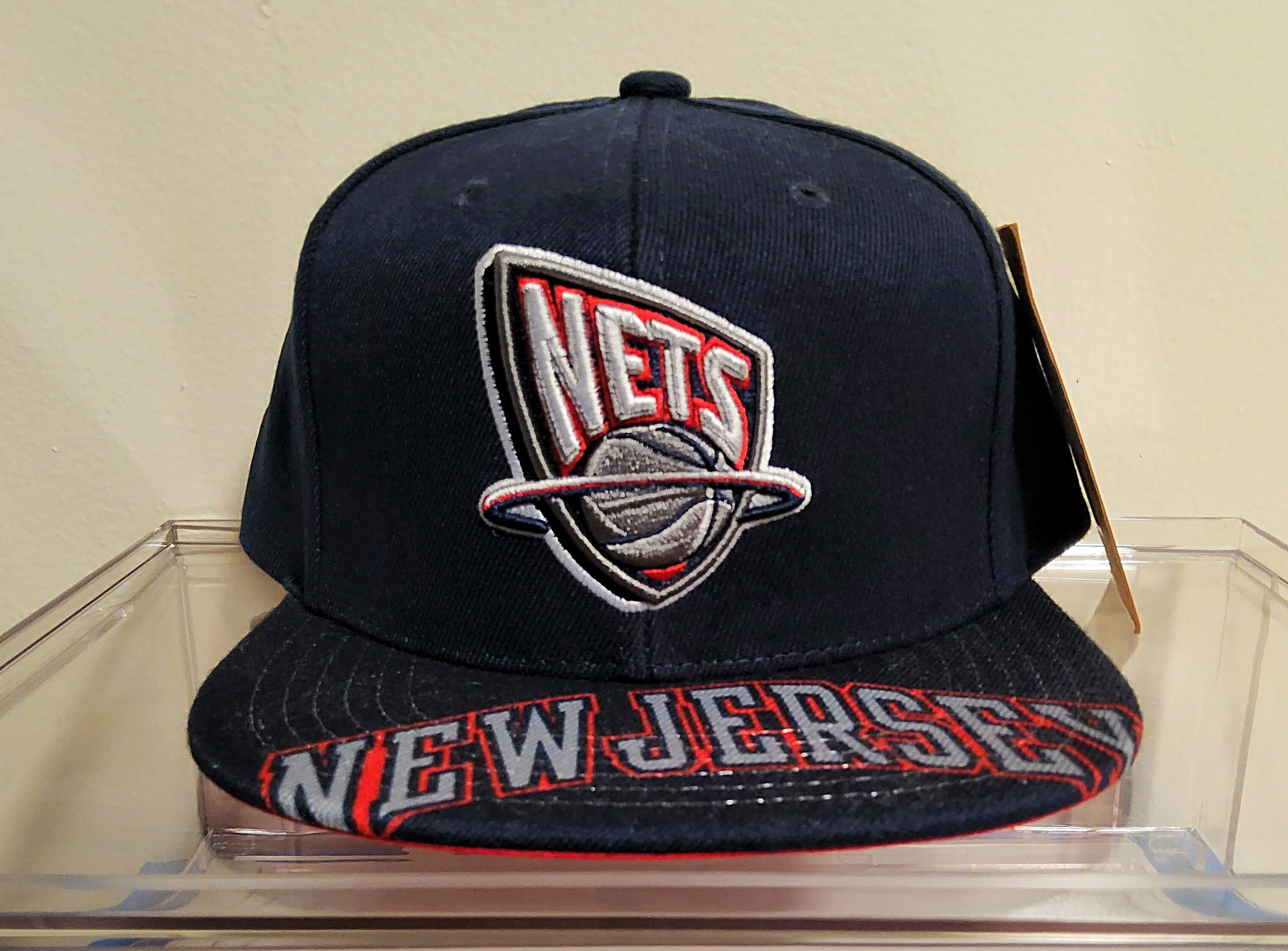 New Jersey Nets OLD SCHOOL PINWHEEL White-Royal-Red Fitted Hat