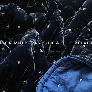 100% Mulberry Silk VELVET  Hand Stitched Blanket- Silk Velvet Blanket - luxury bedroom - mulberry silk blanket