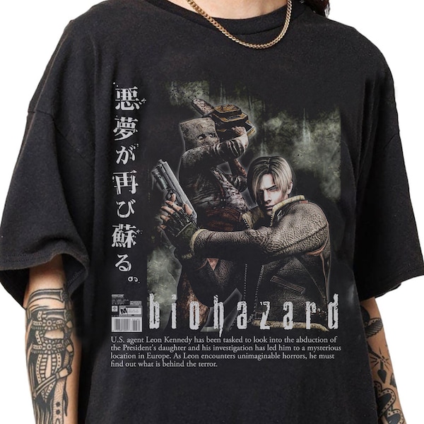 Vintage 90s Bootleg Style Biohazard Resident Evil T-Shirt, Leon Kennedy T-shirt, Retro Resident Evil Gifts For Man And Women Unisex T-Shirt