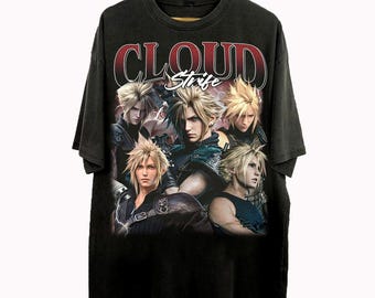 Vintage 90er Jahre Bootleg Style Cloud Strife T-Shirt, Cloud Strife Final Fantasy VII Geschenke für Mann und Frau Unisex T-Shirt