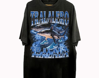 Vintage 90s Bootleg Style Tralalero Tralala T-Shirt, Italian Brainrot Animal Gifts For Man And Women Unisex T-Shirt