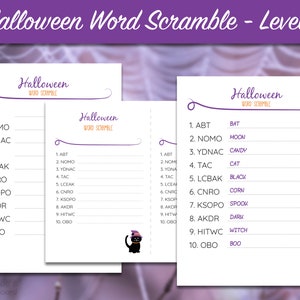 Halloween Word Scramble - Level 1 | Printable Games | Halloween Party Game | Games for Kids | Word Game | Spelling | School Age | Homeschool