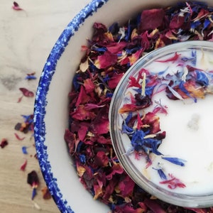 Flower Candle 80g - 12 fragrances Monoi, Cotton... - Soy wax, Grasse fragrance, Jar made in France, Untreated wick, Dried flowers