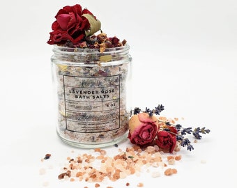 Lavender Rose Bath Salts | Spa Gift | Self Care | Wedding Gift | Natural Skincare | Health and Beauty | Gift For Her | Bridesmaid | Bridal