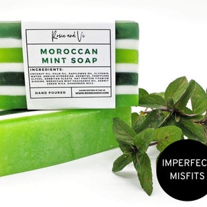IMPERFECT Moroccan Mint Soap | Spa Gift | Artisan | Organic Self Care | Small Batch Bar Soap | Natural Skincare | Party Favors | Bridal